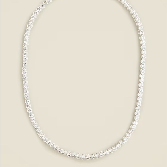 NWT JCrew Round cubic zirconia bezel-set tennis necklace - Picture 3 of 3